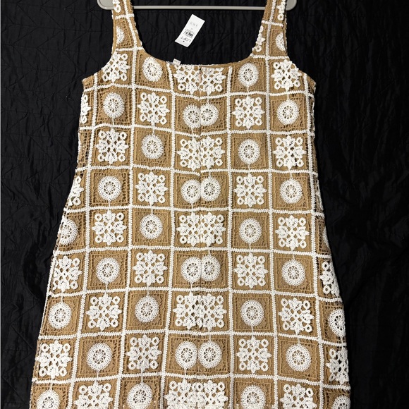 LOFT White and Tan Crochet Mini Dress - Picture 4 of 8